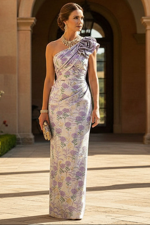 Sheath One Shoulder Floor-Length Mother of the Bride Dress