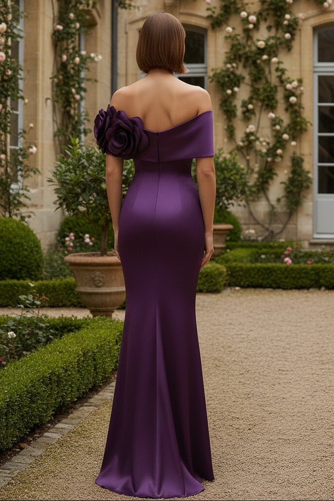 Off the Shoulder Satin Mermaid Sleeveless Mother of the Bride Dress