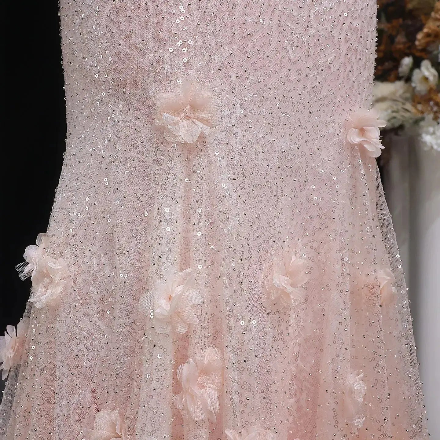 Luxury Pink Gradient Sequin Mermaid Train Evening Dress