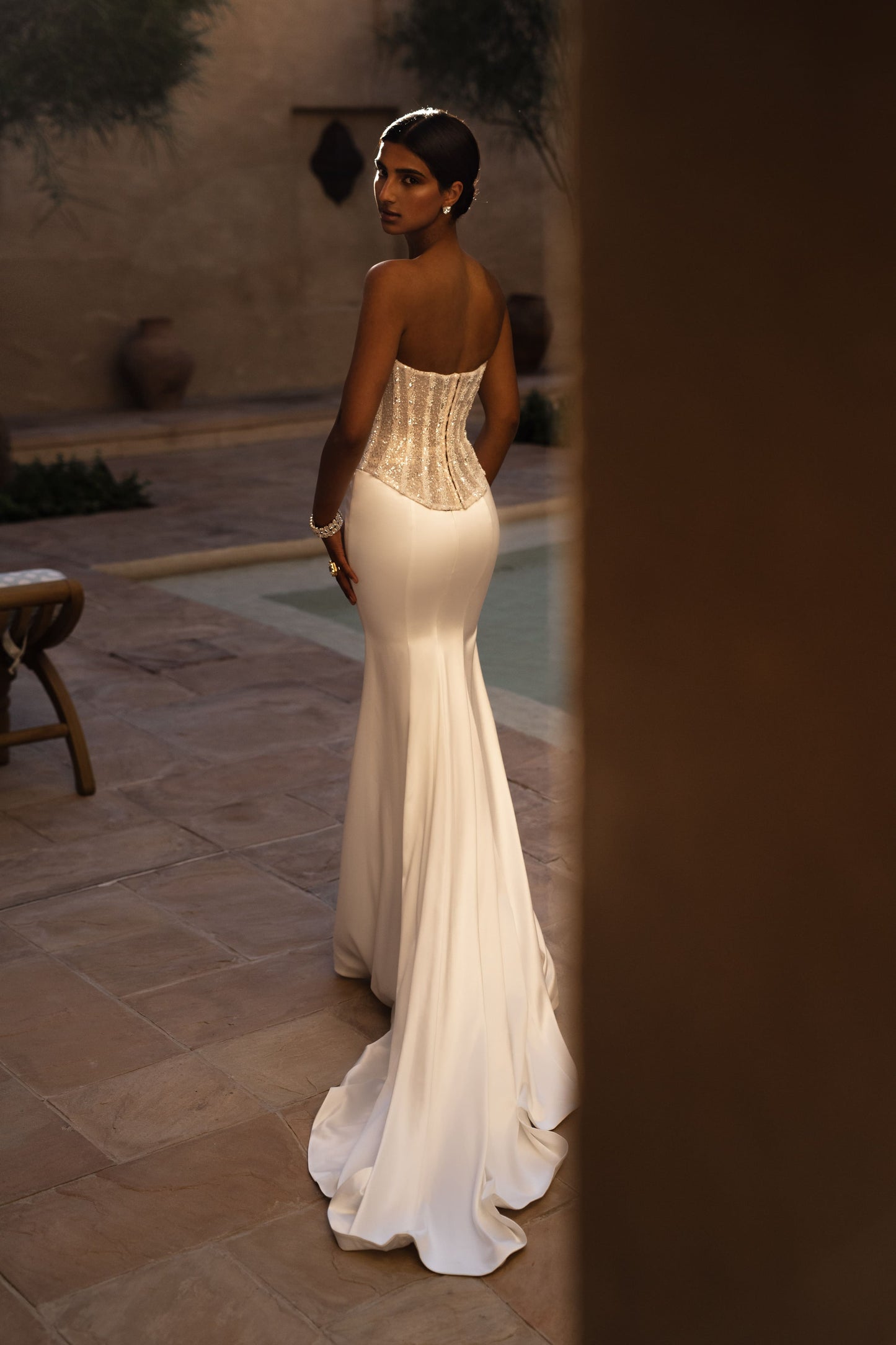 Sleek and Shimmery Corset and Skirt Set Shirin