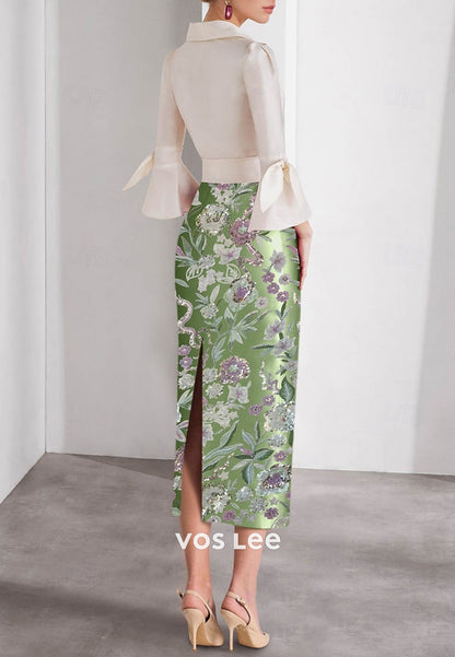 Chic & Modern V Neck Bell Sleeves Appliques Mermaid Evening Dresses