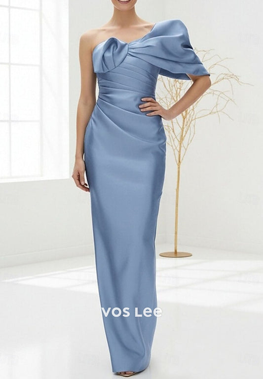 One-Shoulder Column Floor Length Wedding Guest Dress Formal Dresses