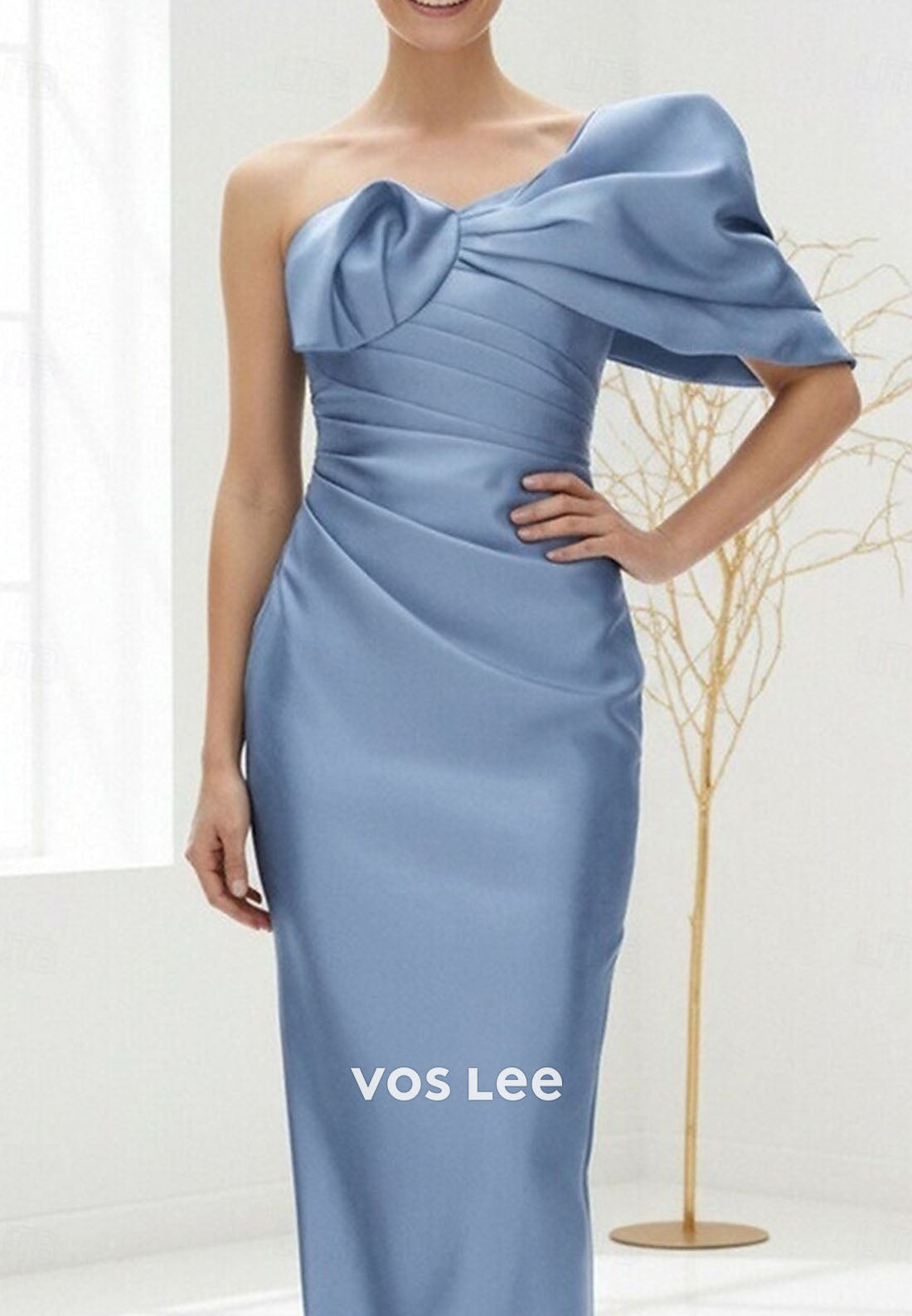 One-Shoulder Column Floor Length Wedding Guest Dress Formal Dresses