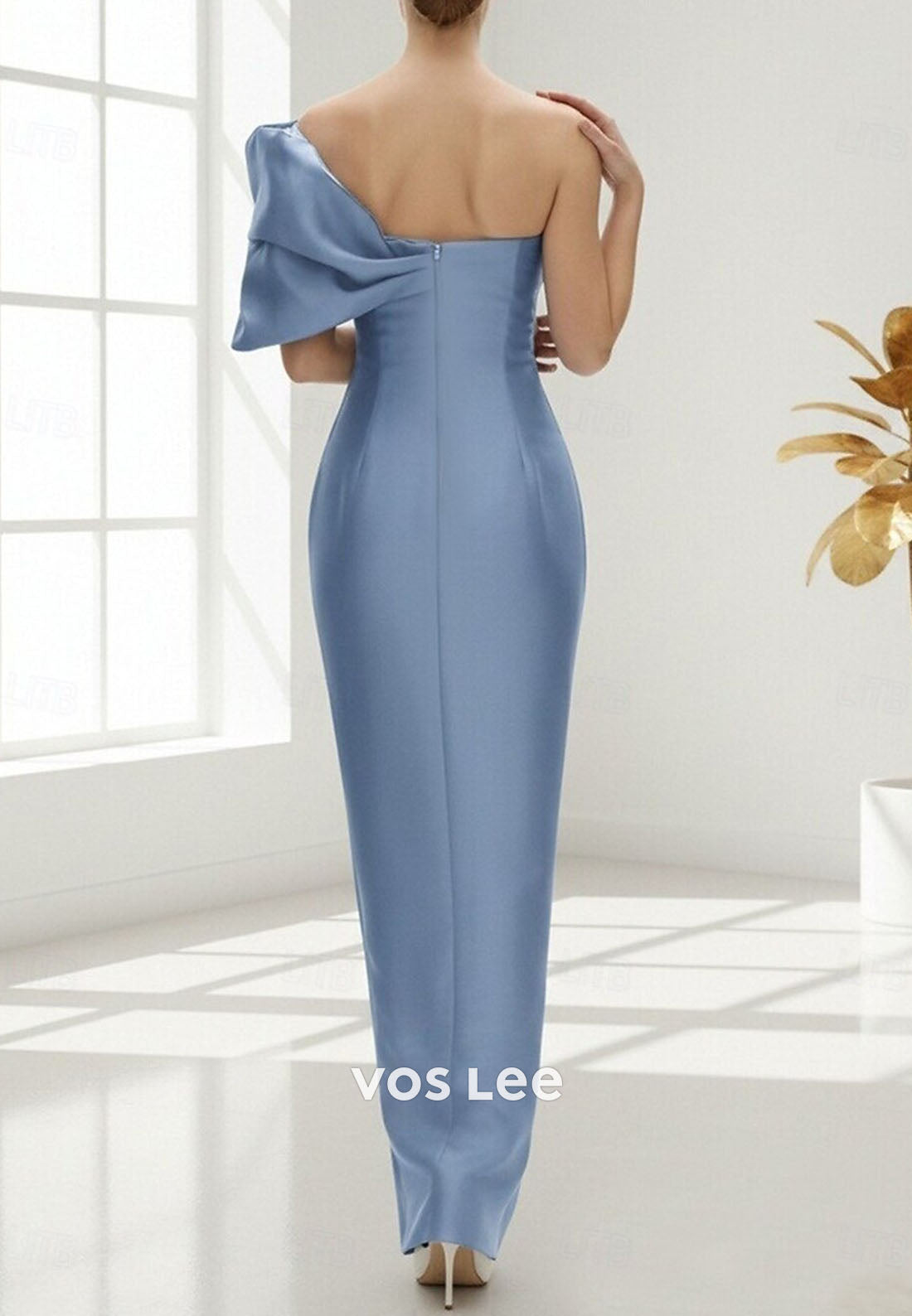 One-Shoulder Column Floor Length Wedding Guest Dress Formal Dresses