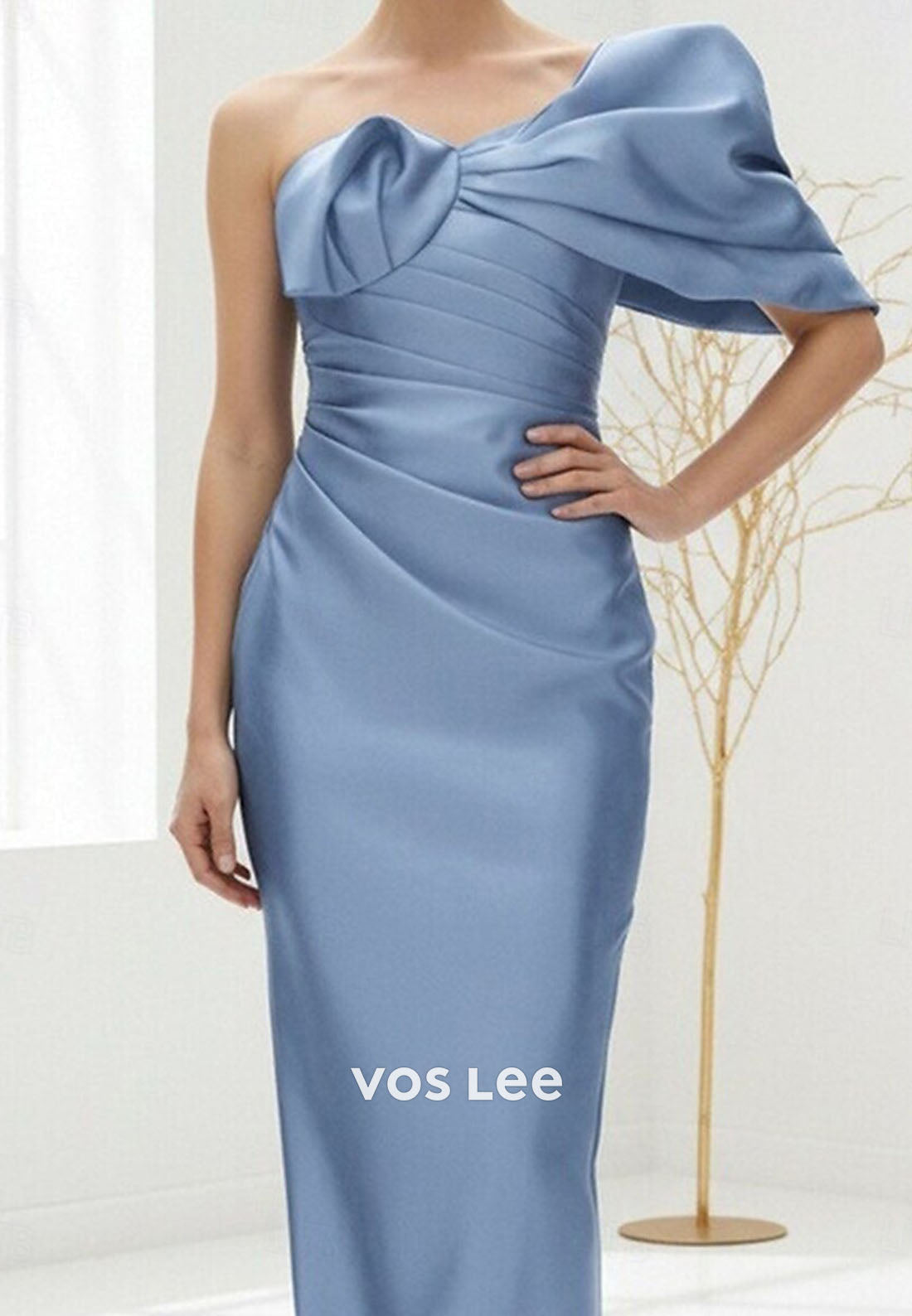 One-Shoulder Column Floor Length Wedding Guest Dress Formal Dresses