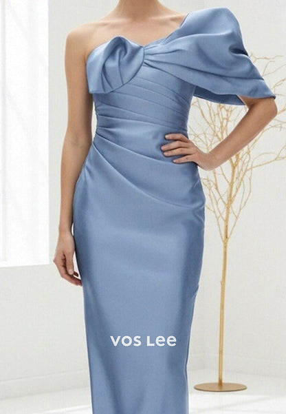 One-Shoulder Column Floor Length Wedding Guest Dress Formal Dresses