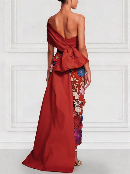 Simple & Casual One Shoulder Appliques Pleated Mermaid Evening Dresses