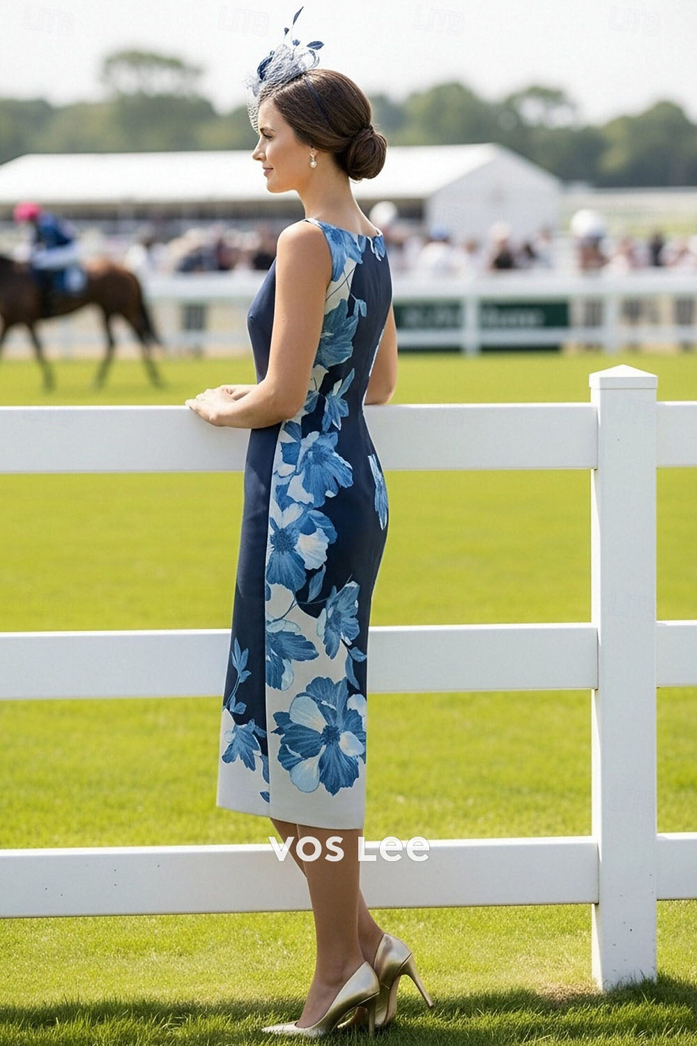 Print Floral Strapless Midi Sheath Dress | Kentucky Derby & Wedding Guest Outfit