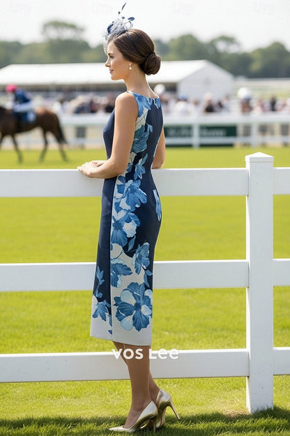Print Floral Strapless Midi Sheath Dress | Kentucky Derby & Wedding Guest Outfit