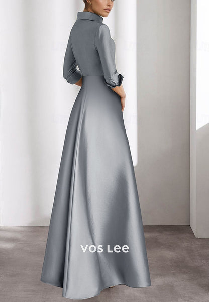 Beaded Sequin Flower Half Sleeves Sheath Formal Gown Mother Dress