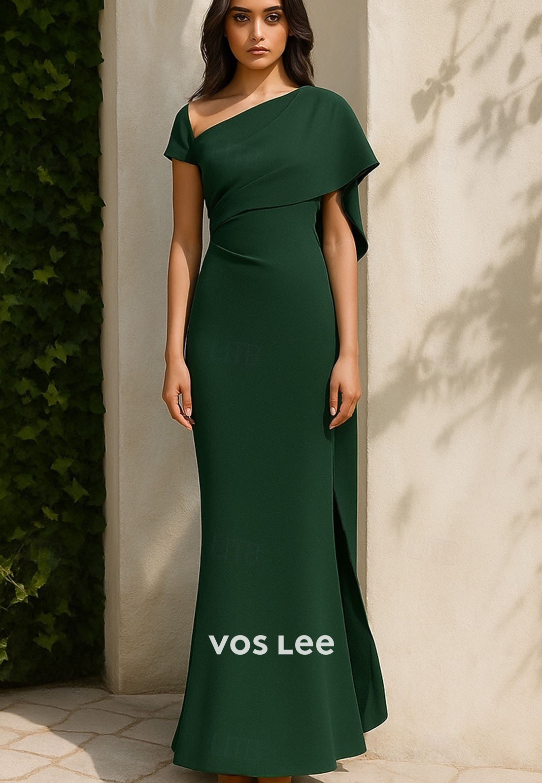 Elegant Sheath Column Floor Length Evening Gown with Ruched Ruffles