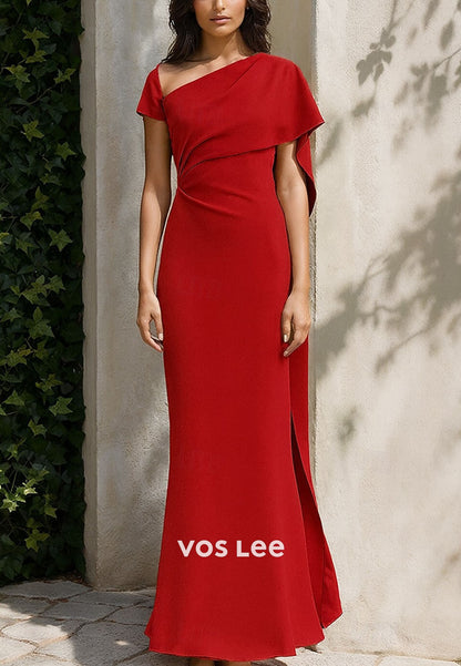 Elegant Sheath Column Floor Length Evening Gown with Ruched Ruffles