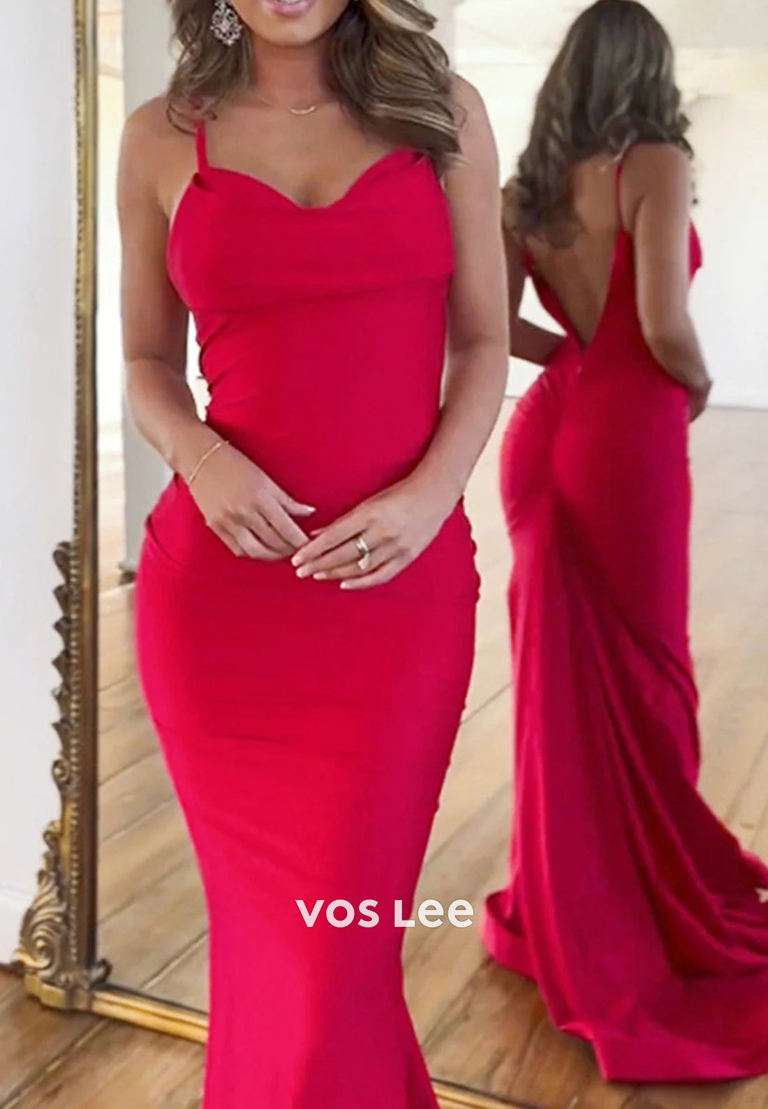 Elegant & Luxurious Spaghetti Straps Ruched Mermaid Prom Dresses with Sweep Train