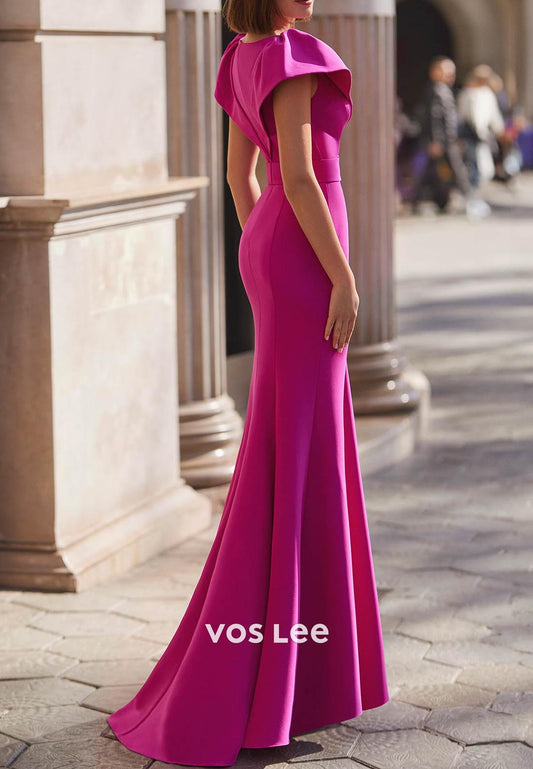 Classic & Simple Short Sleeve V Neck Mermaid Floor-Length Mother of Bride Dresses