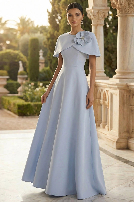Light Blue One Shoulder Maxi Dress | Elegant A-Line Gown with Ruffle Detail