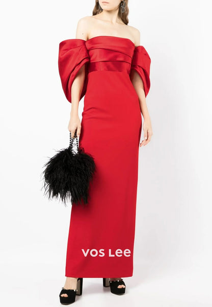 Short Sleeve Off the Shoulder Ankle-Length Sheath Mother of Bride Dresses