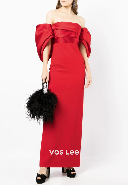 Short Sleeve Off the Shoulder Ankle-Length Sheath Mother of Bride Dresses