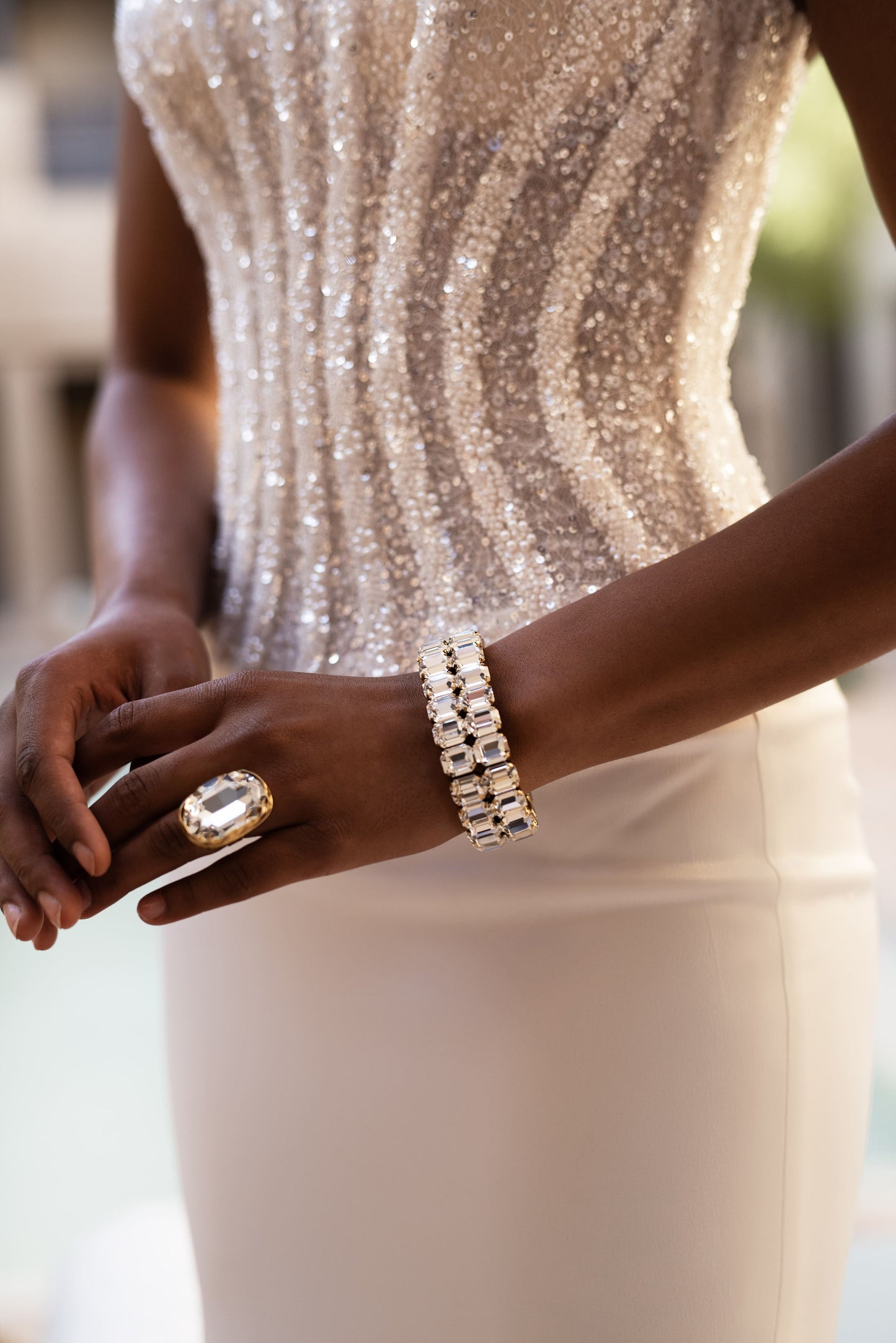 Sleek and Shimmery Corset and Skirt Set Shirin