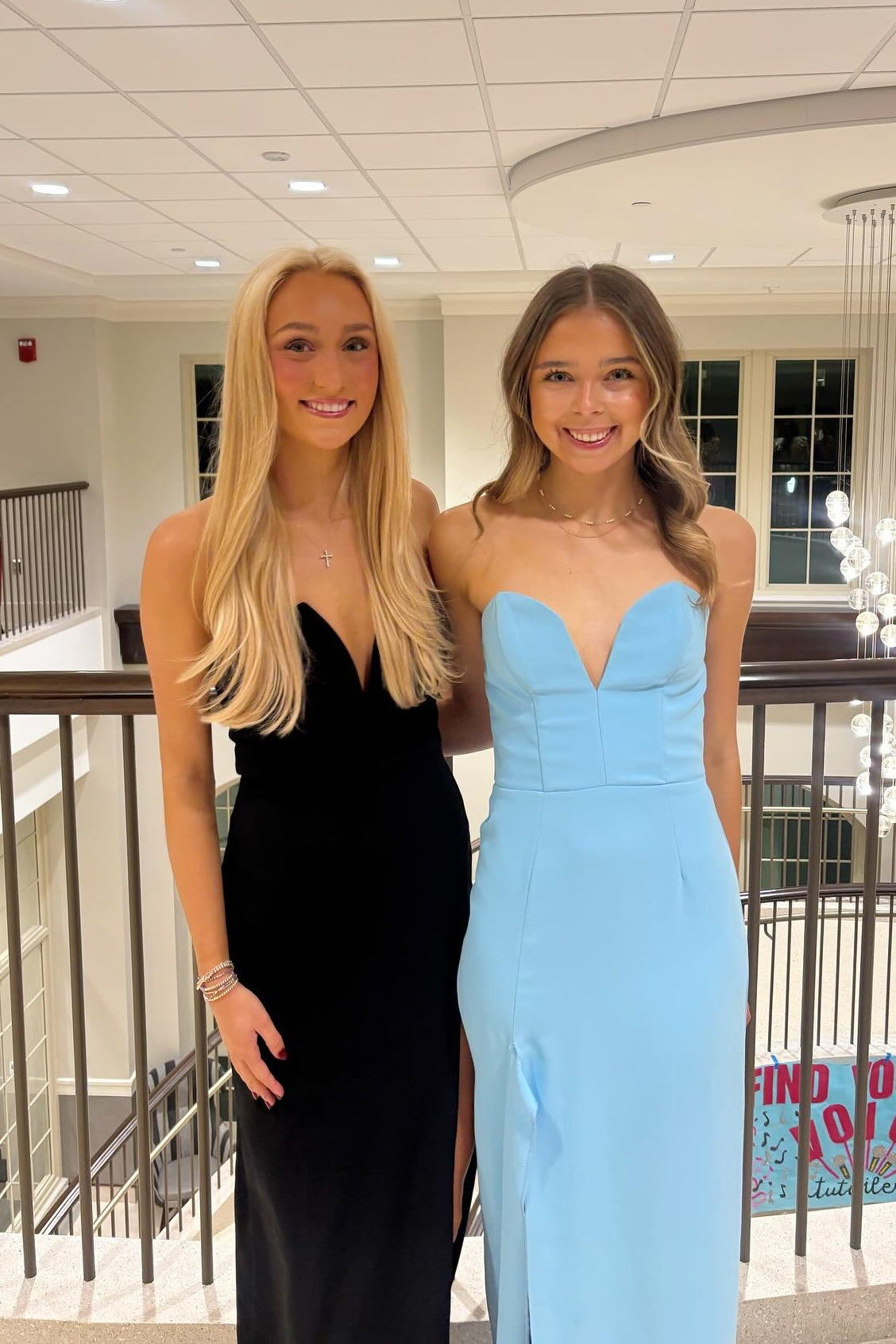 Strapless Blue Fitted Long Prom Dress with Slit