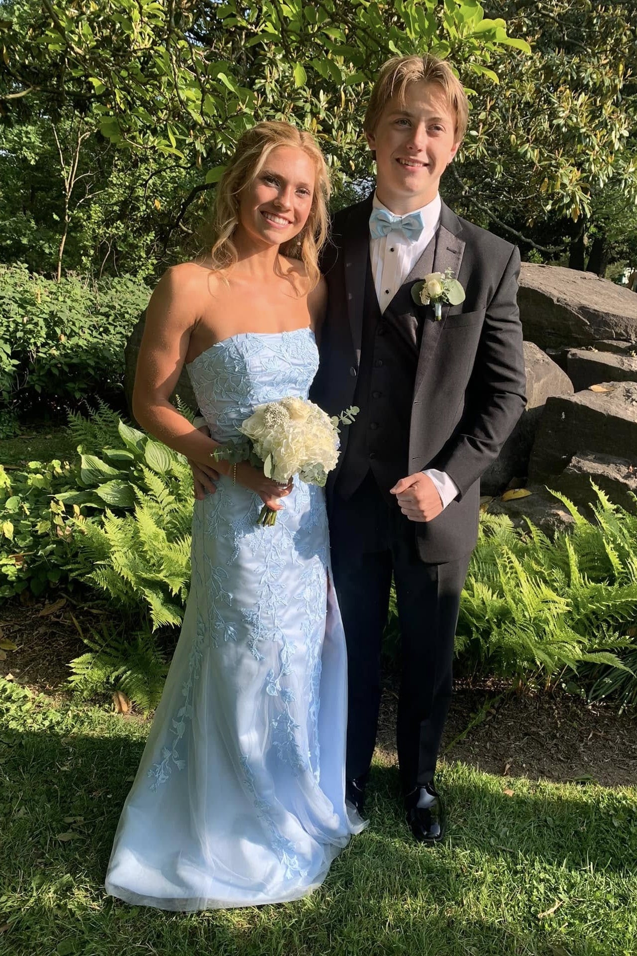 Strapless Yellow Lace Appliques Mermaid Long Dress