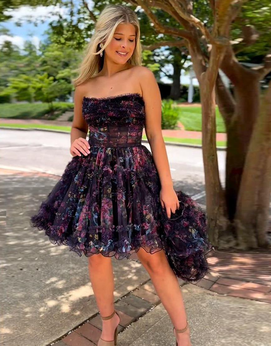 Stunning Navy A-Line Homecoming Dress With Detachable Sleeves
