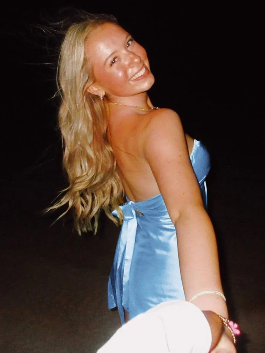 Stylish A Line Sweetheart Light Green Satin Short Homecoming Dress