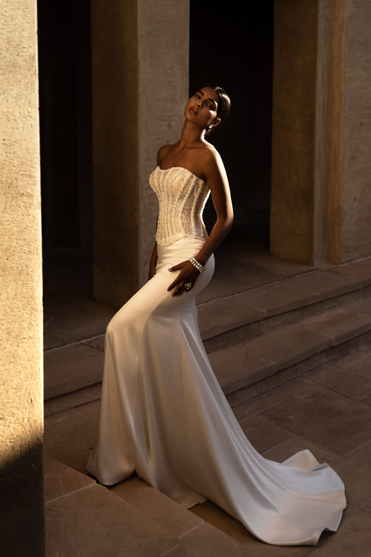 Sleek and Shimmery Corset and Skirt Set Shirin