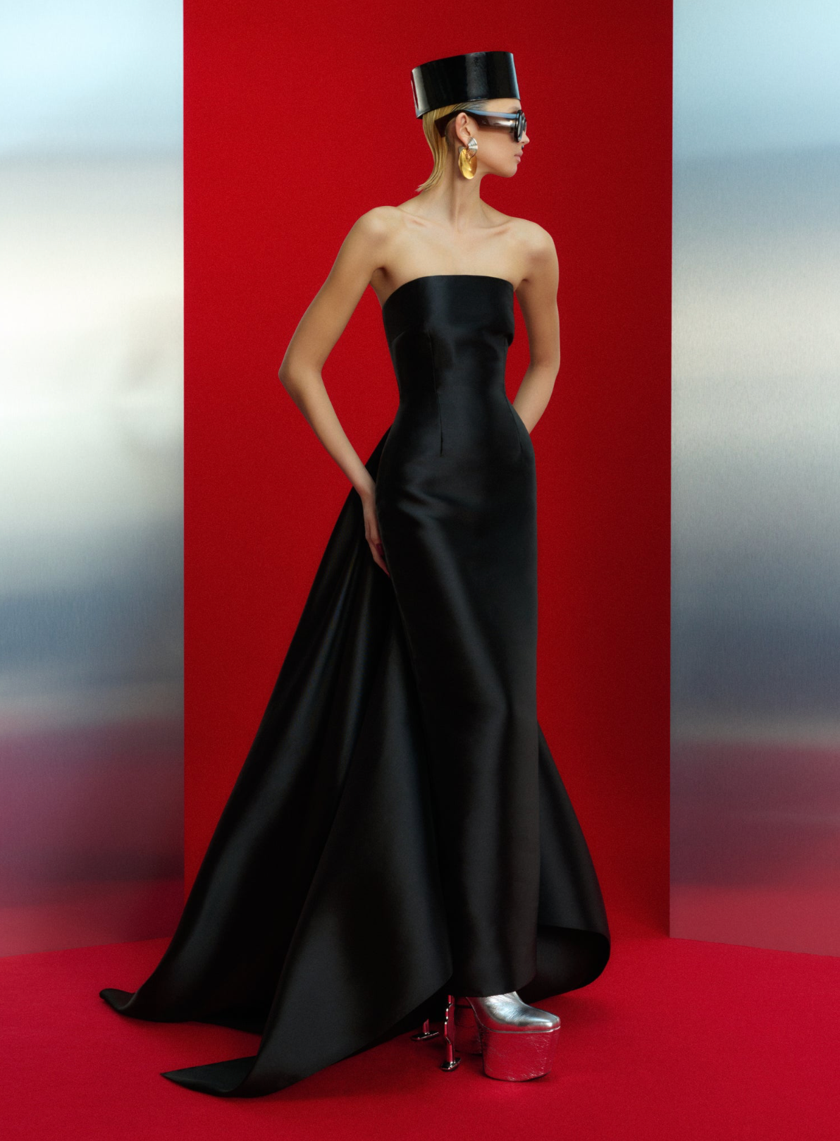 Powder Blue Strapless Gown with Sweep Train | Elegant Formal Dress