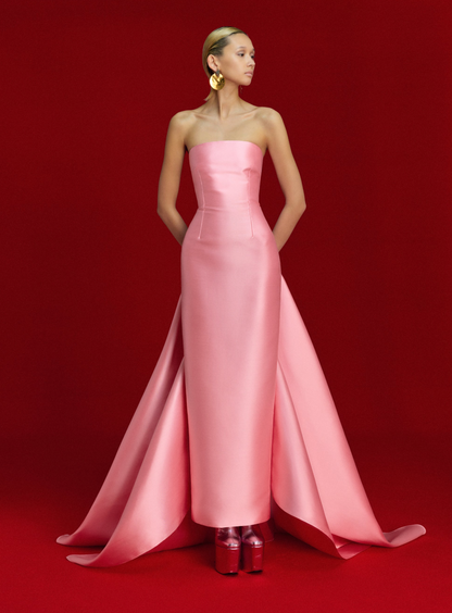 Powder Blue Strapless Gown with Sweep Train | Elegant Formal Dress