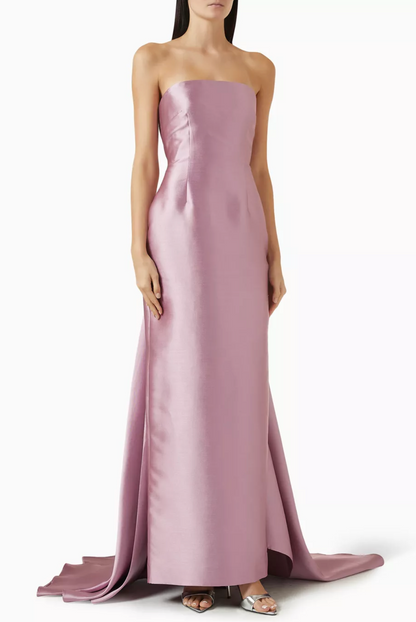 Powder Blue Strapless Gown with Sweep Train | Elegant Formal Dress