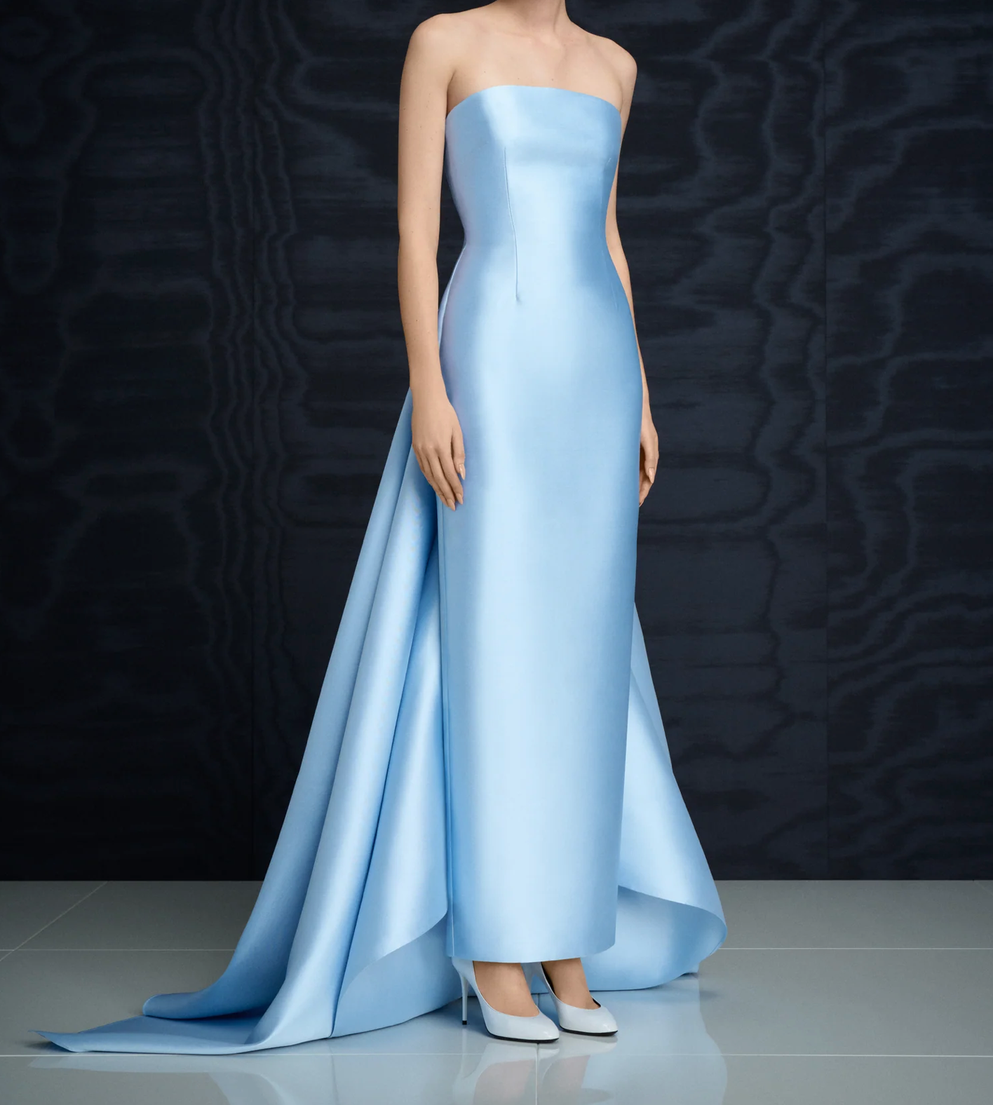 Powder Blue Strapless Gown with Sweep Train | Elegant Formal Dress