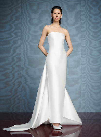 Powder Blue Strapless Gown with Sweep Train | Elegant Formal Dress