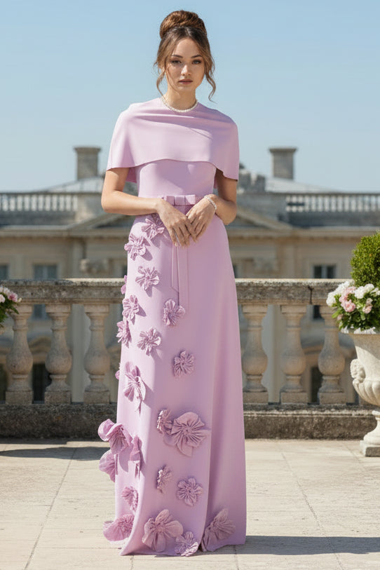 Chic High Neck Satin Wedding Guest Gown
