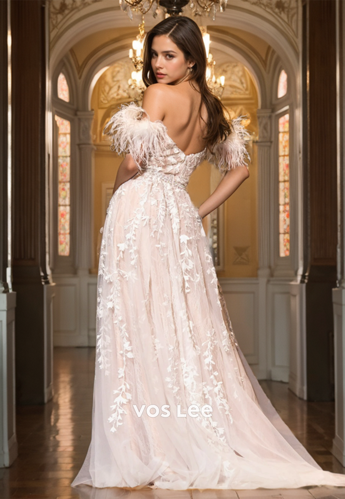 Luxurious Sweetheart Vintage Rose Feathers Prom Gown Lace Floor Length Stunning Party Dress