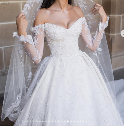 Dreamy Wedding Dress Ball Gown Off The Shoulder Lace Wedding Dresses