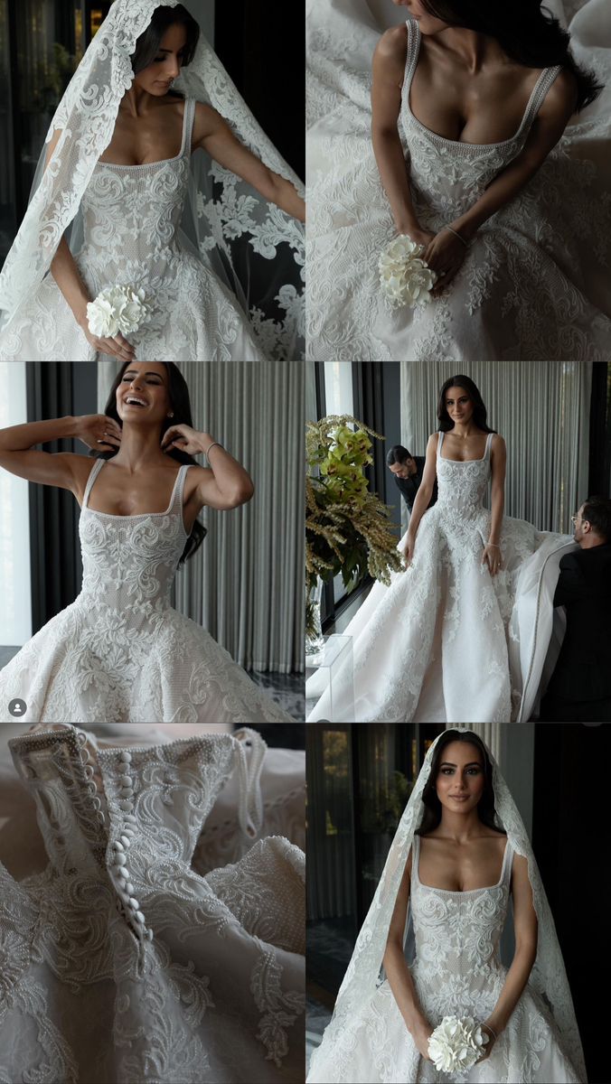 Ball Gown Square Neck White Lace Tulle Long Wedding Dresses Summer Brides Dress Bridal Gowns