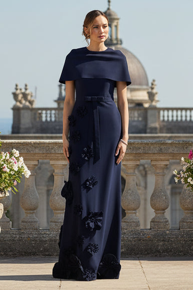 Chic High Neck Satin Wedding Guest Gown