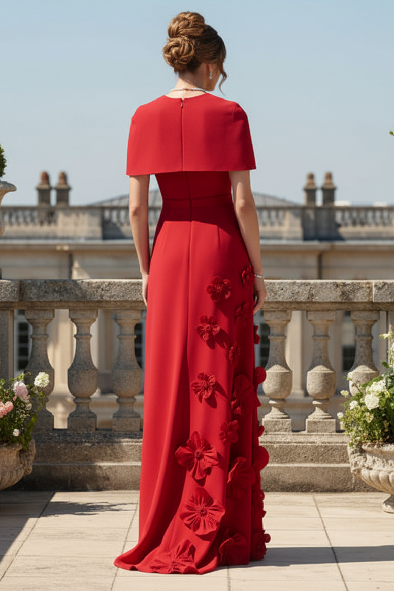 Chic High Neck Satin Wedding Guest Gown