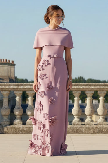Chic High Neck Satin Wedding Guest Gown