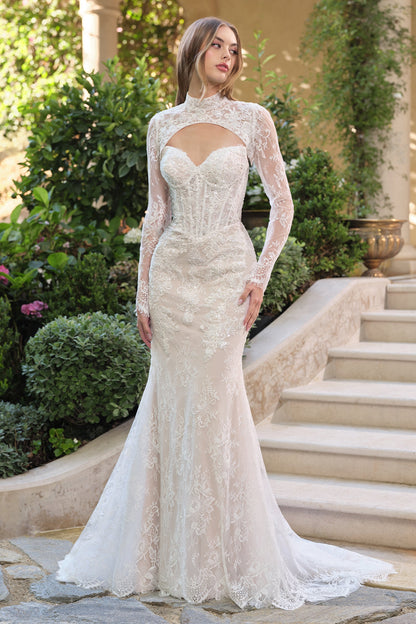 Strapless Meimaid Bridal Gown With Detachable Lace Bolero
