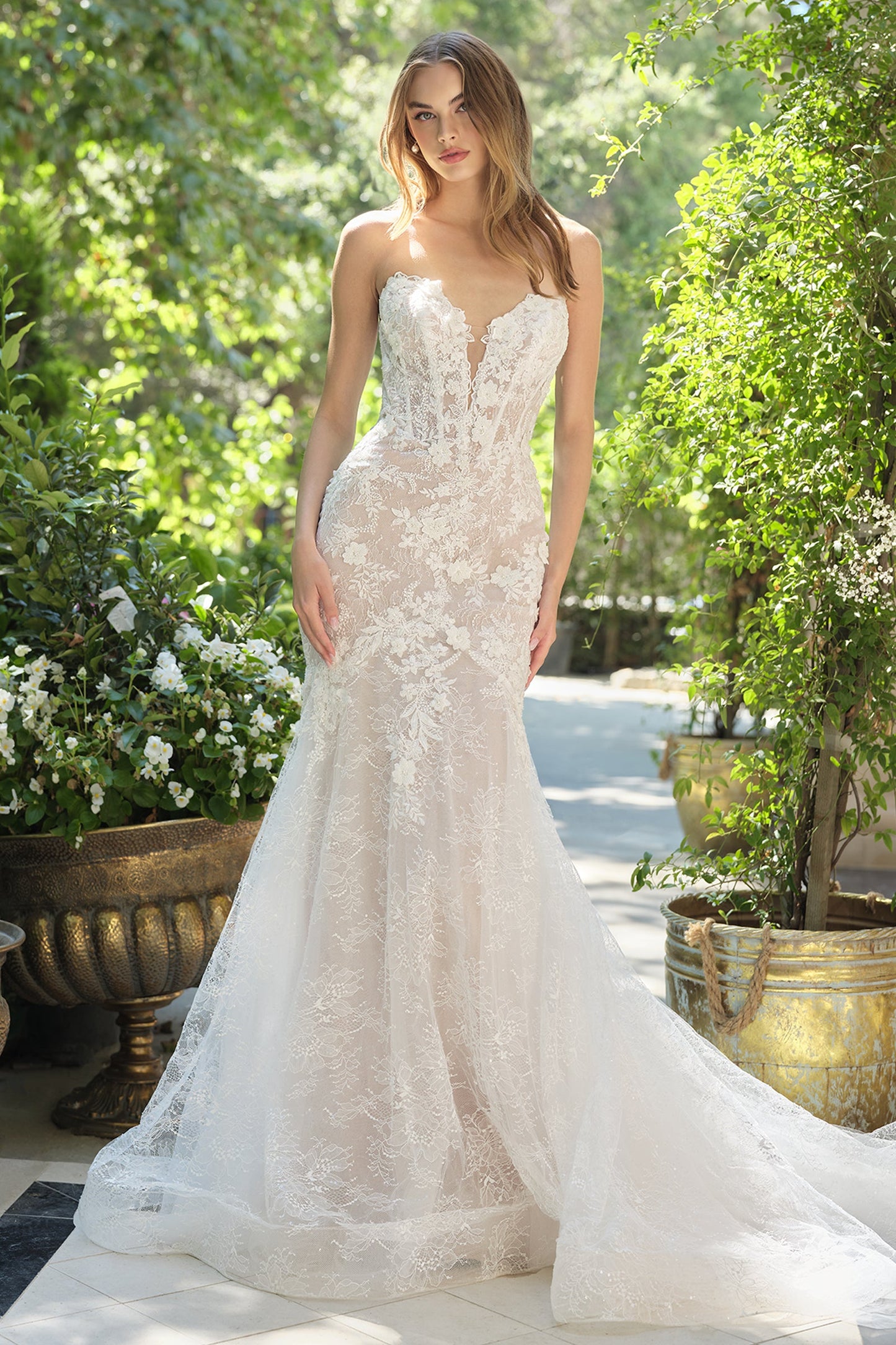 Romance Lace Fitted Strapless Mermaid Bridal Gown
