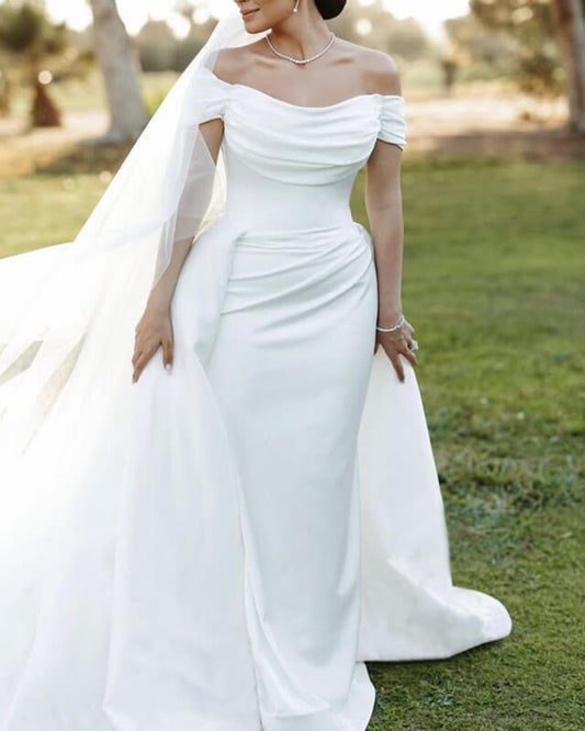 Mermaid Ruched Satin Wedding Dress