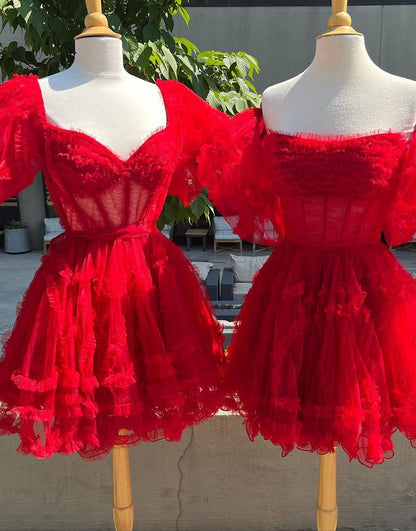 Cute Off The Shoulder A-Line Short Tulle Party Dress