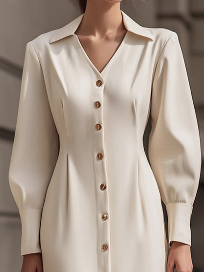 Elegant  Button-Down Midi Shirt Dress