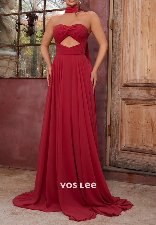 Simple & Casual A-Line Sweetheart Evening Formal Dresses with Brush Train