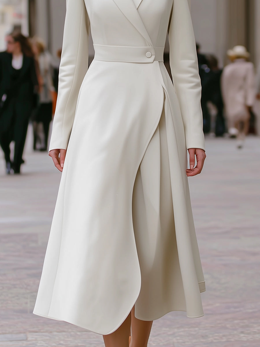 Ivory Longline Blazer Dress With Wrap Skirt