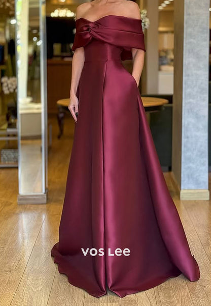 Black A-Line Prom Dresses Floor-length Off The Shoulder Evening Gown