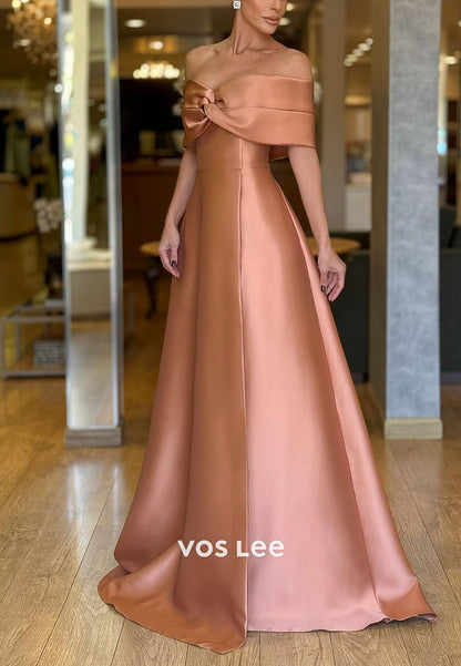 Black A-Line Prom Dresses Floor-length Off The Shoulder Evening Gown