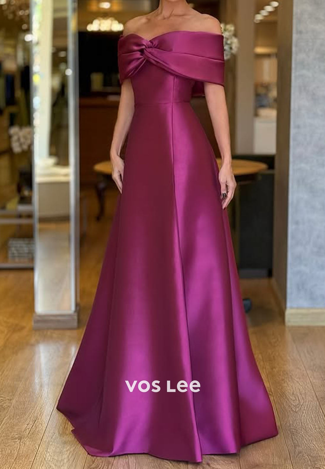 Black A-Line Prom Dresses Floor-length Off The Shoulder Evening Gown