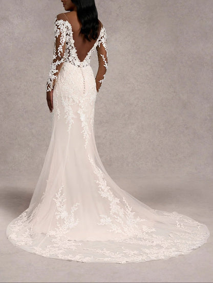 Romantic Vintage Inspired Lace Wedding Dress | Long Sleeve Mermaid Gown for Your Dream Day